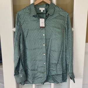 J. Jill Teal Geometric Long Sleeve Shirt